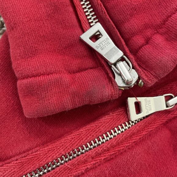Mens Blue Willi’s Red Cotton Full Zip Sweater MEDIUM Zipper Pockets Designer - Picture 9 of 9